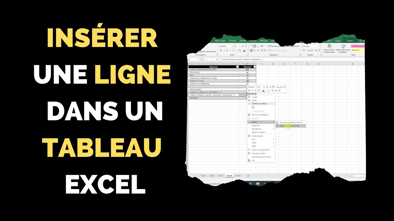 Comment Ins Rer Une Ligne Dans Un Tableau Excel Youtube