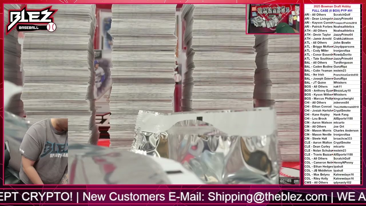 2025 Bowman Draft Hobby FULL CASE BREAK Pick Your Player #91