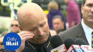 LA cop weeps as he announces shooting death of fellow officer - Daily Mail