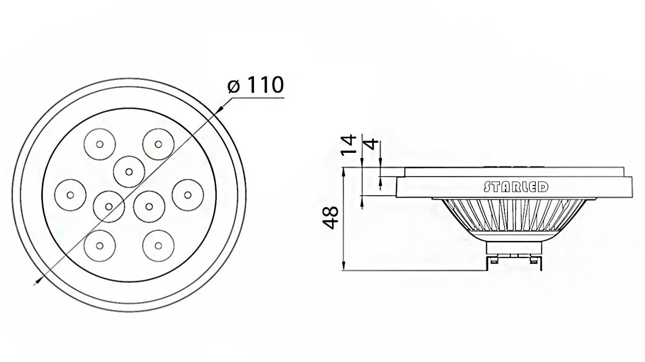 Ampoule AR111 High power 12 LED à culot G53