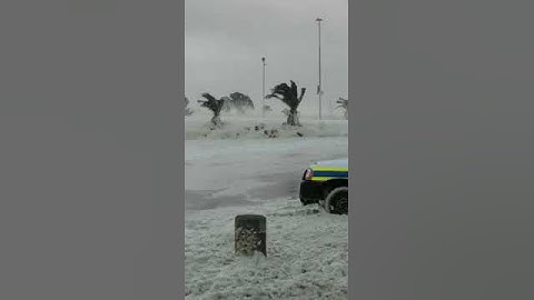 Foam created due to the strong winds and waves