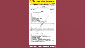 B. Pharma 1st Semester |  Pharmaceutical Analysis 1st | PY Question Paper (2022)