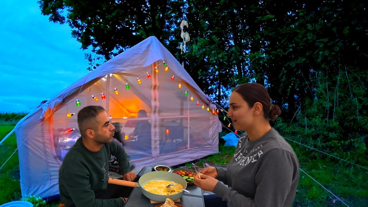   24 hours of living in a tent in the netherlands nature ۲٤کاژێر ژیان لە نێو خێمە (چادر) ل هۆڵەند...
