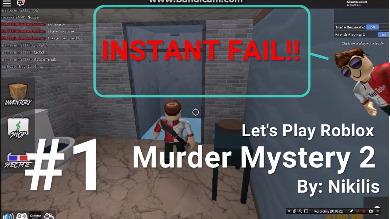 Let's Play Roblox - INSTANT FAIL!! - Murder Mystery 2 by Nikilis #1 - YouTube