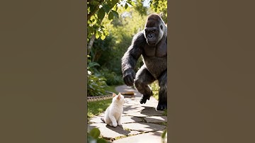 Will the gorilla save the tiny kitten from the giant python