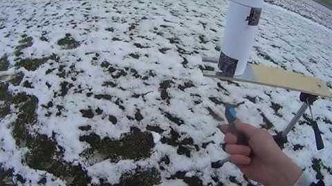 Model rocket with thrust vector control, test flight 2018-02-04