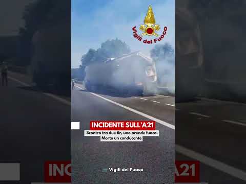 Video Tragico incidente sullA21: scontro tra due tir. Morto un conducente