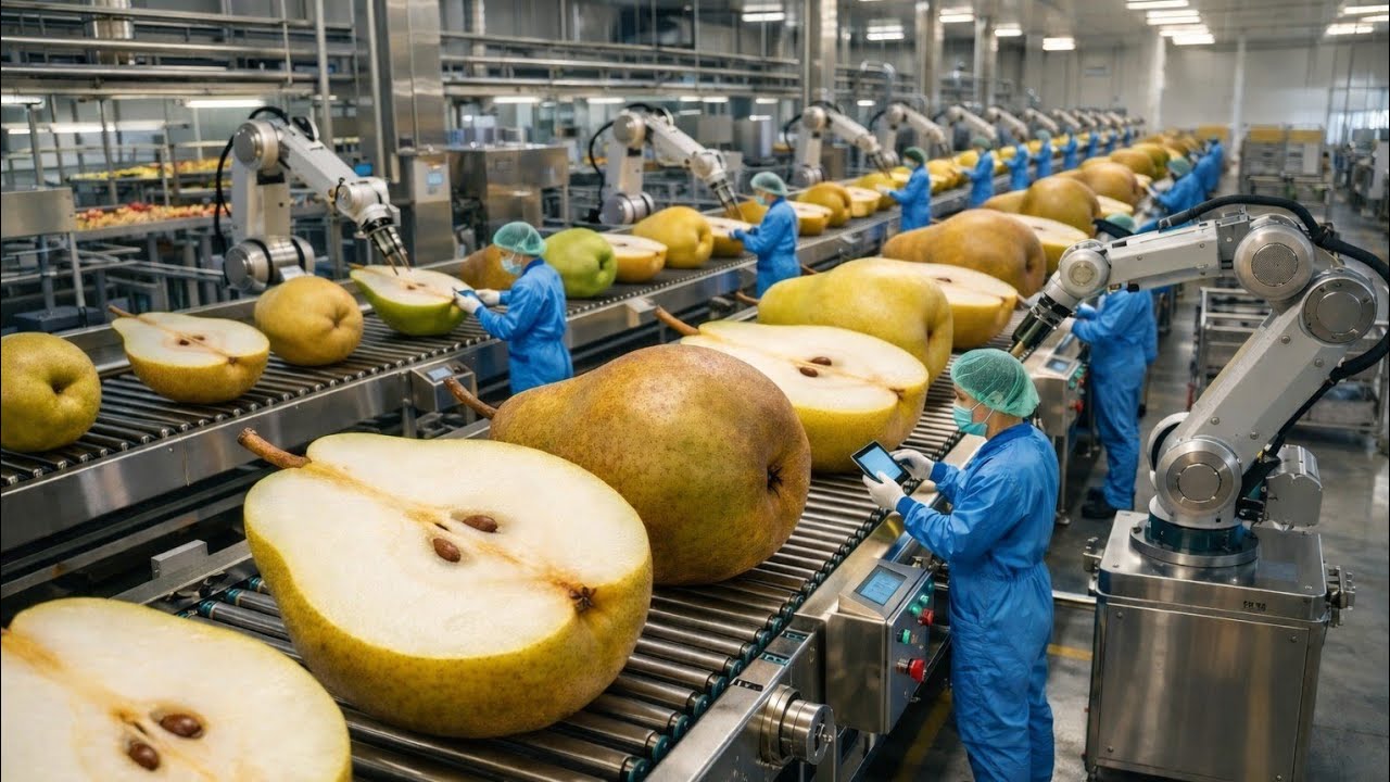Modern Pear Factory : Inside Pear processing line.