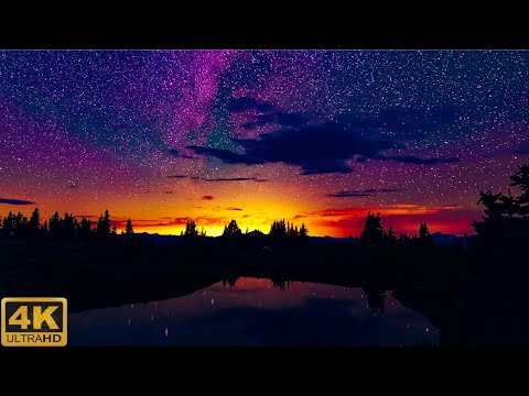 Relaxing Nature Night Sky Stars With Music | Short Night Stars Video In 4K (2021)