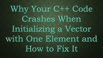 Why Your C+ +  Code Crashes When Initializing a Vector with One Element and How to Fix It
