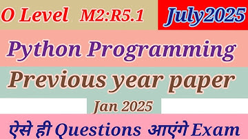 O Level/ PYQ /Important MCQ Based Question in Hindi & Eng /M3-R5:Python Programming/Arti Mam