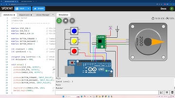 LIHAT HASILNYA! 🔁⚡Cuma Pakai 3 Tombol! Motor Stepper Nema 17 Bisa Diatur Arah & Kecepatannya! WOKWI