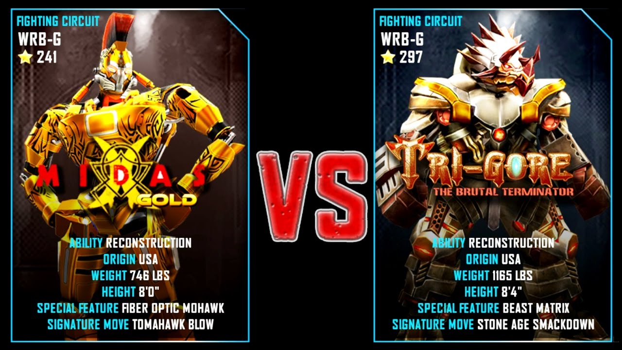 REAL STEEL WRB FINAL MIDAS GOLD VS TRI GORE (297) New Robots GOLD UPDATE (Живая сталь)