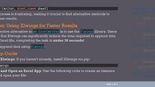 Solving the PD.ExcelWriter Appending Issue in Python: A Speedy Alternative with Xlwings