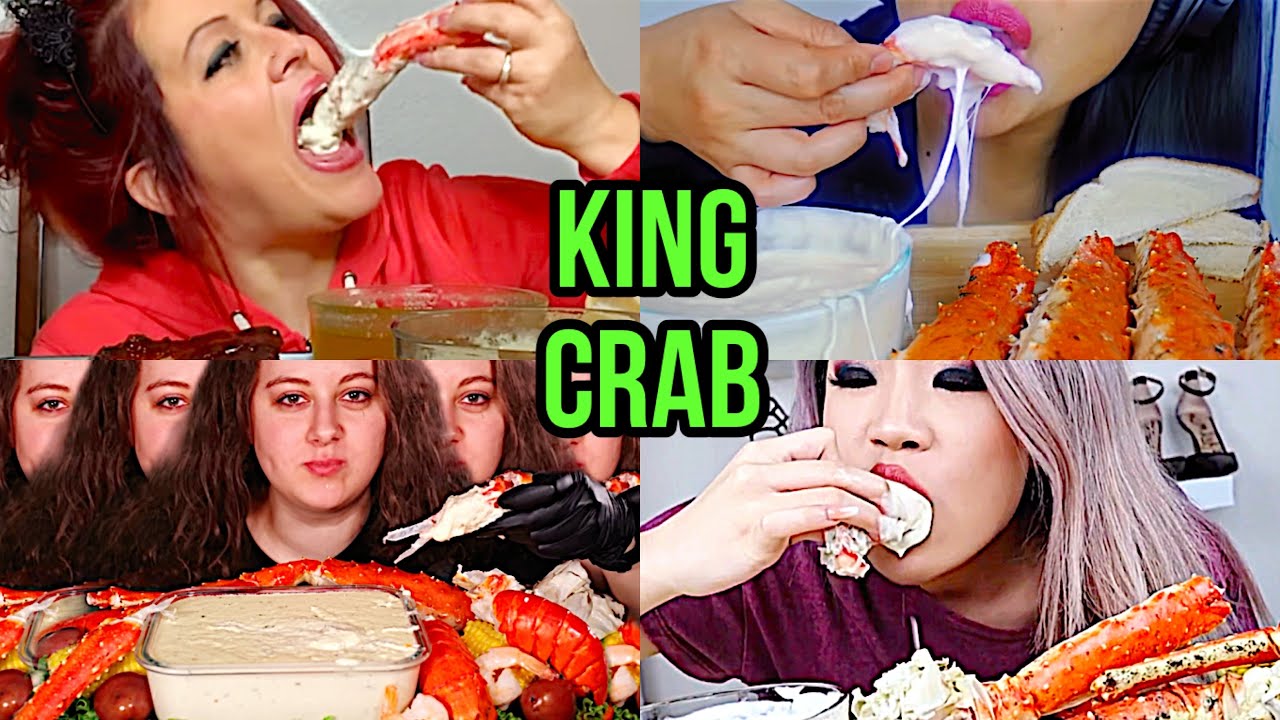 ASMR MUKBANHERS INHALING KING CRAB LEGS ASMR KING CRAB WITH ALFREDO