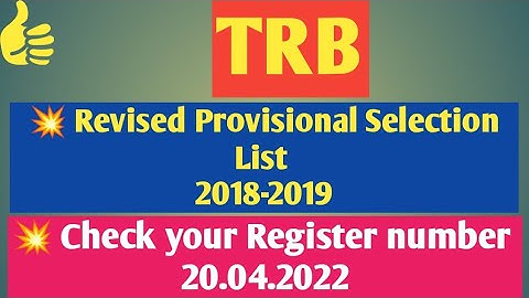 Trb - Revised Provisional Selection List For History And Commerce Subject in 2018-2019