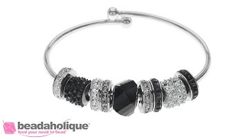 How to Make a Modern Bangle using Swarovski Crystal European Style Large Hole Beads