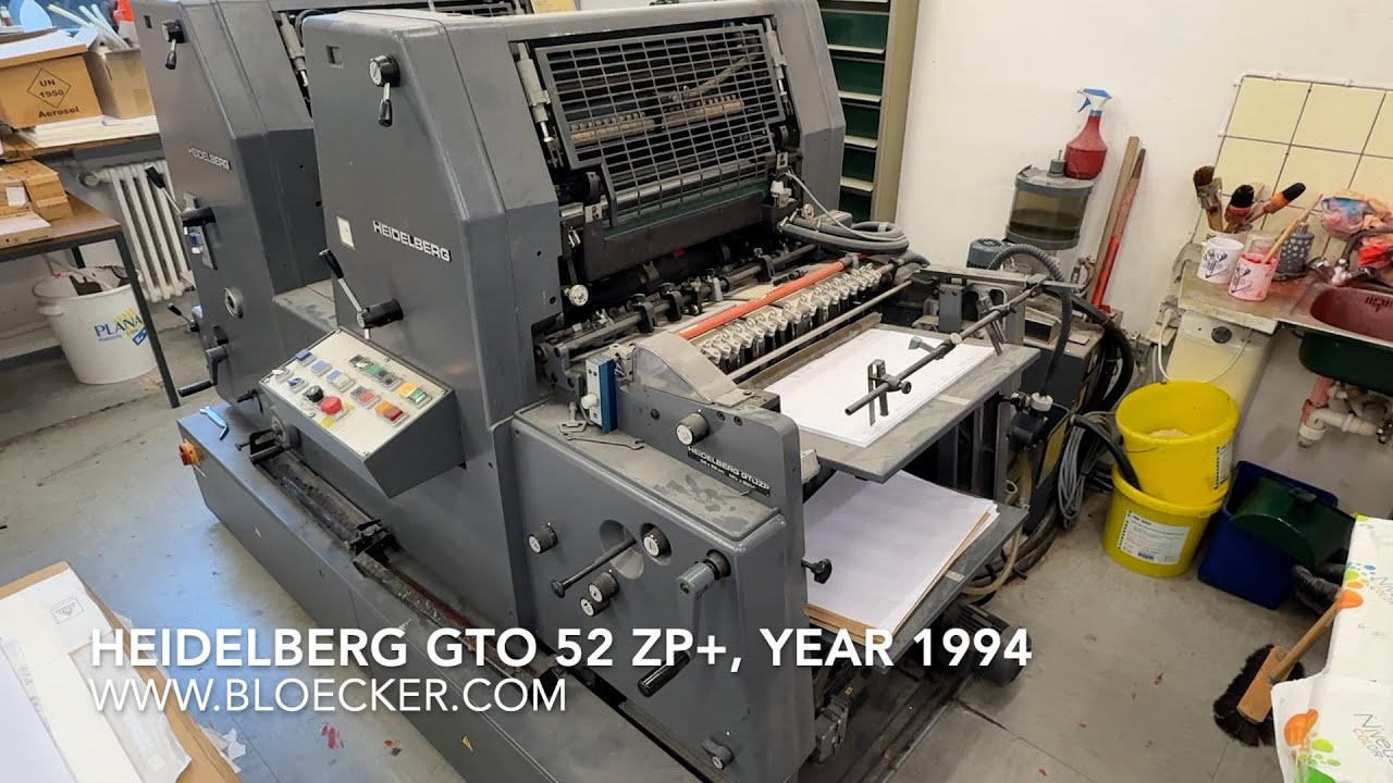 Heidelberg GTO 52 ZP+, year 1994 - YouTube