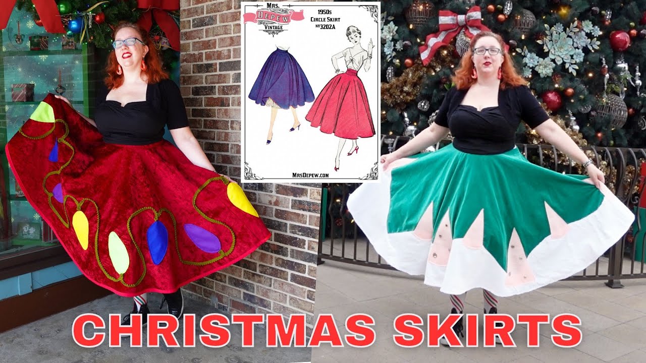 I made TWO 1950's Christmas Skirts from Mrs. Depew's Circle Skirt pattern 3202A