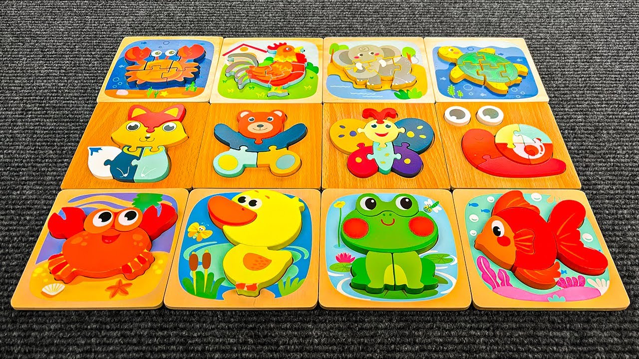 Изучаем названия и формы животных с помощью головоломки на соответствие | Видео с обучающими игру...