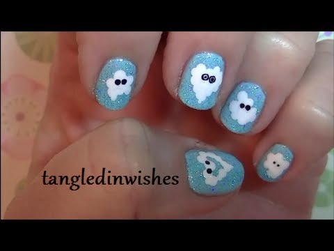 Nail Art For Beginners: Cute Puffy Clouds