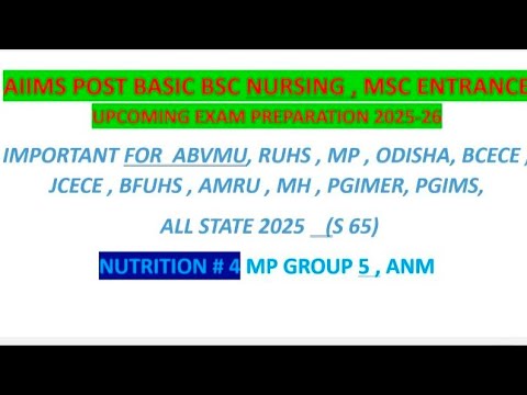 AIIMS post basic bsc nursing entrance exam preparation 2025 || ABVMU ...