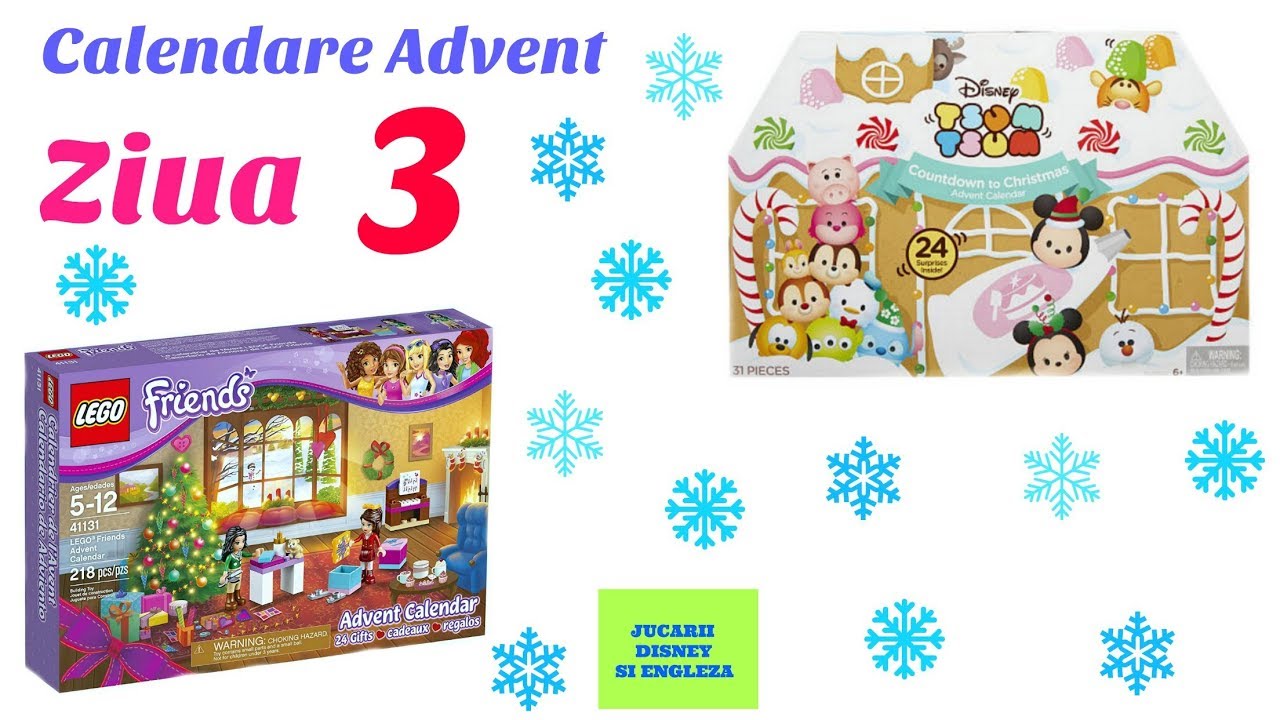 Ziua 3 Calendare Advent cu jucarii Disney Tsum Tsum Lego si Shopkins - YouTube