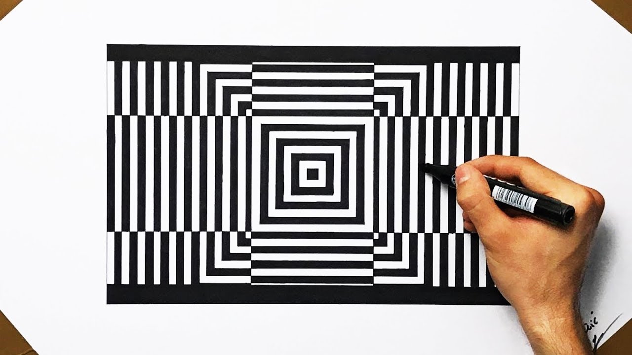 WARNING ! Trippy Quadrate Cross Optical Illusion SPEED DRAWING ( How To ...