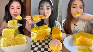 ASMR MUKBANG✨Custard Cream Cake Mukbang Crepe Cake Dessert Eating Show#asmr#mukbang#tiktokviral#cake