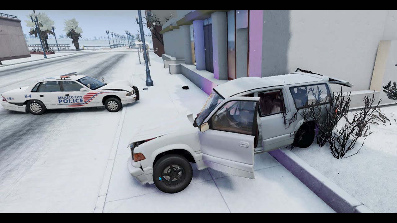 Beamng drive Realistic collisions and demolishion in winter