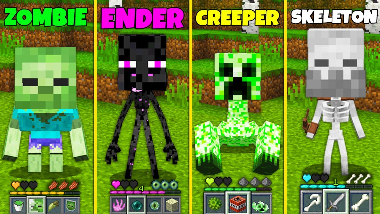 HOW TO SURVIVE MUTANT LITTLE MOBS in MINECRAFT WITCH ENDERMAN ZOMBIE ...