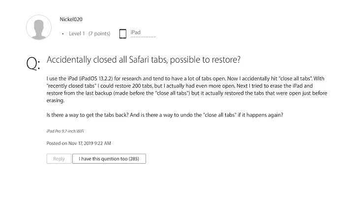 How to restore Accidentally closed all Safari tabs.