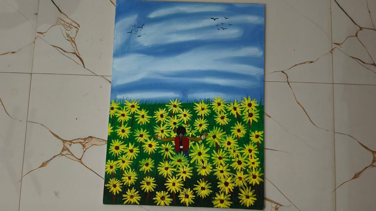 How to draw a healing wind carries peace to the soul and colour to the canvas painting 🎨🖌️......