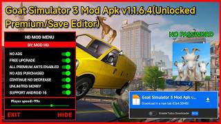 Goat Simulator 3 Mod Apk 2026 Unlock All Maps And Goats Mobile Sim Download Unlocked Android Menu screenshot 1