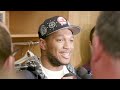Postgame locker room after Bears win against Lions | Chicago Bears