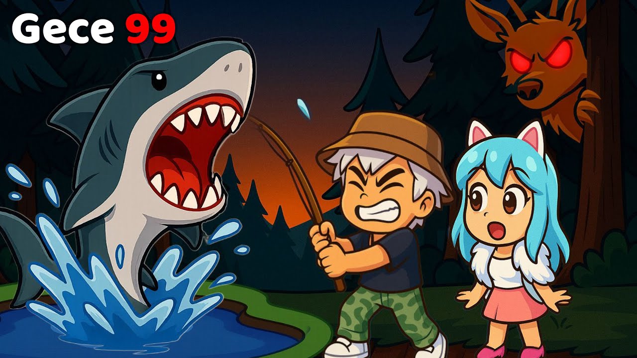 KÖPEKBALIĞI YAKALADIM 😱🎣 Ormanda 99 Gece Hayatta Kaldık! 😰 ROBLOX 99 NIGHTS IN FOREST