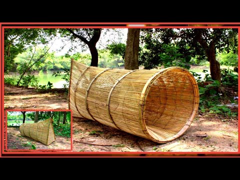 how to make a bamboo fishing trap//How to make a bamboo fishing tools ...