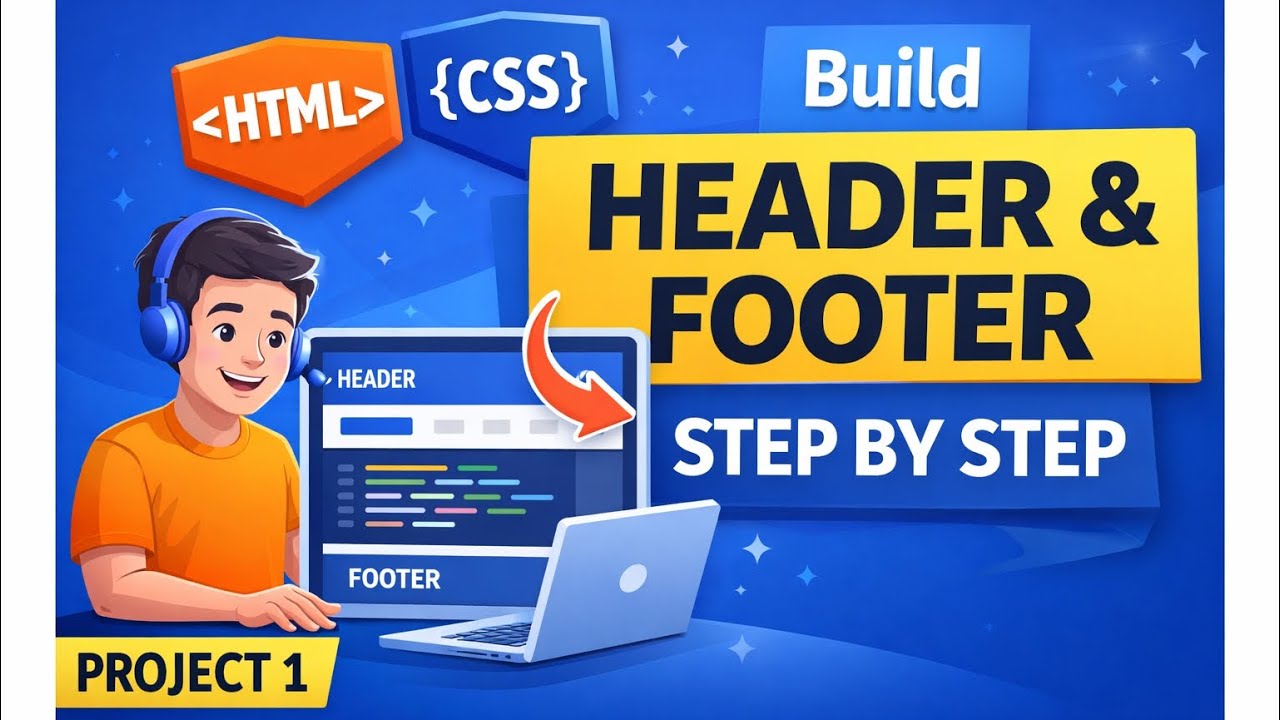 HTML & CSS Project 1 | Build Professional Header and Footer Step by Step