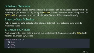 How to Calculate Standard Deviation of Wide Format Data in SQL Server