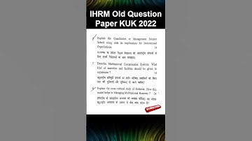 IHRM Old Question Paper Kuk 2022 ║ M.Com ║ 4th Semester
