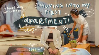 my first apartment! moving, settling in, & first day of college vlog