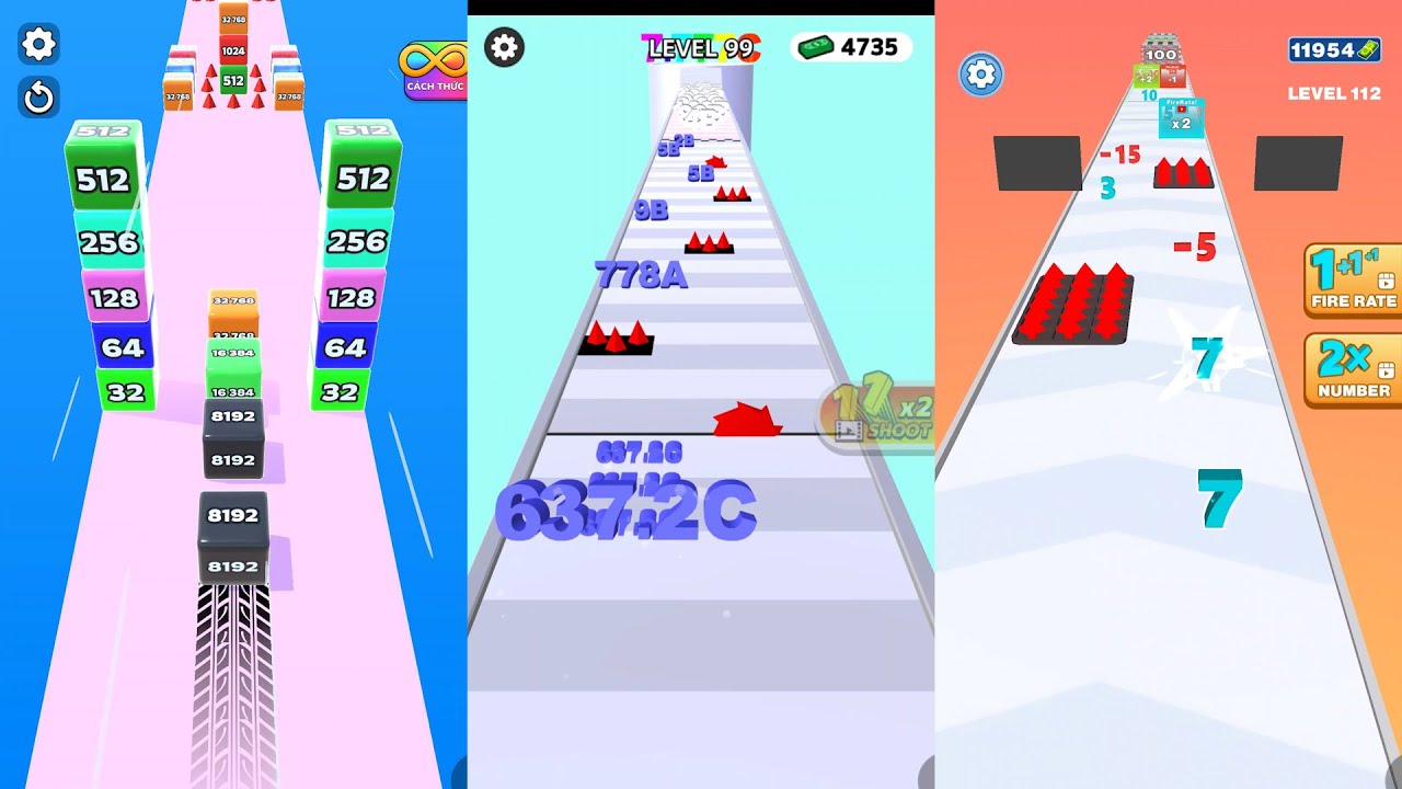 Jelly Run 2048 vs Number Merge Run vs Number Dash 3 in one Gameplay Run & Merge