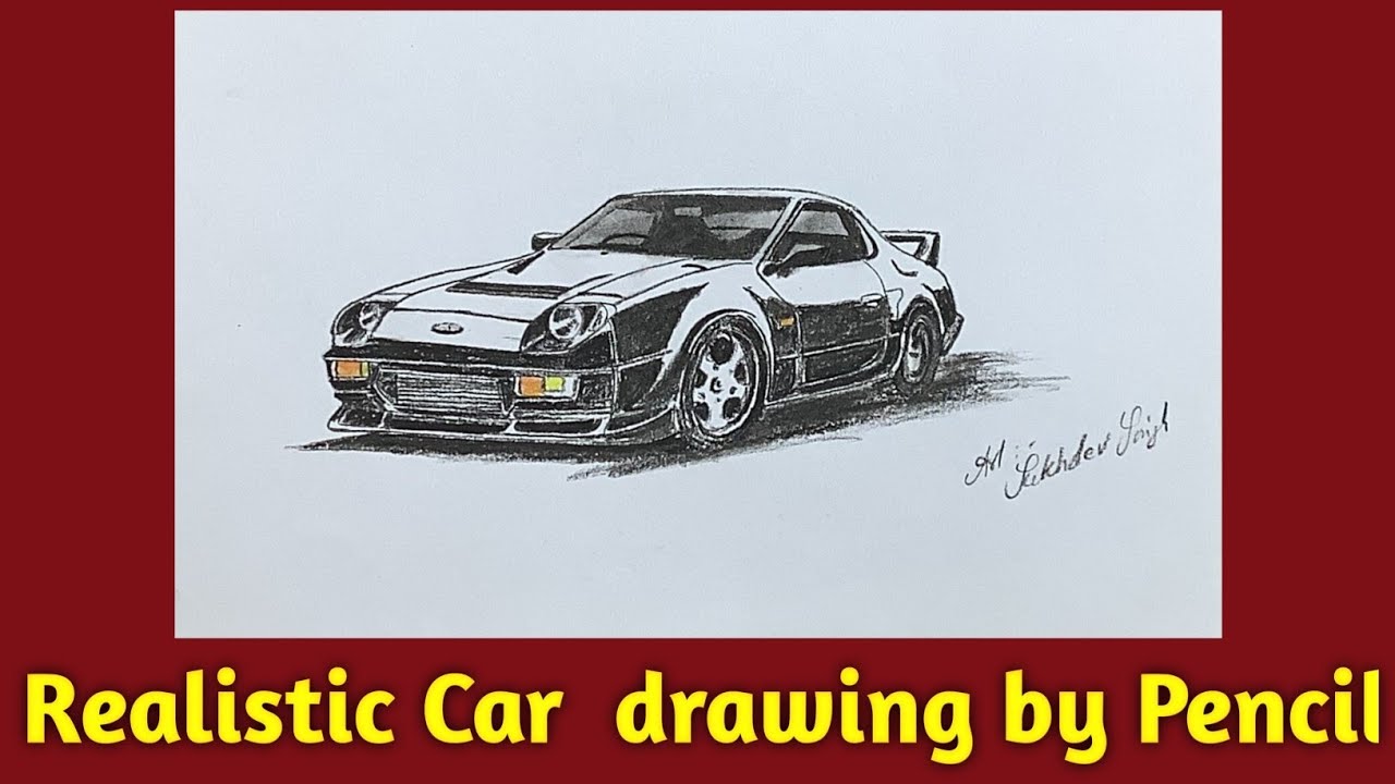 Realistic Car drawing by Charcoal Pencils | Car Drawing | #car #drawing #art