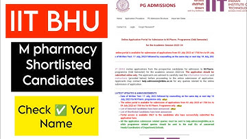 IIT BHU M PHARMACY SHORTLIST CANDIDATE LIST RELEASE 2023 | HOW MANY STUDENTS APPLY ?
