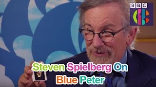 Steven Spielberg gets his gold Blue Peter badge!