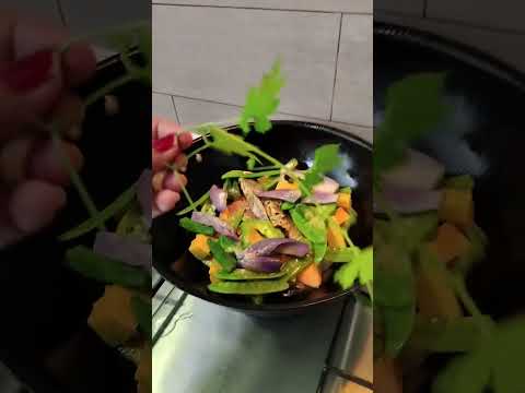 cooking veggies with fresh bitter gourd leaves#shorts #audio