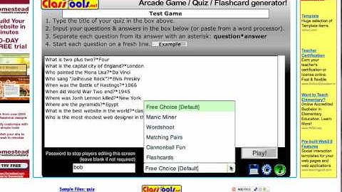 Classtools Arcade Tutorial