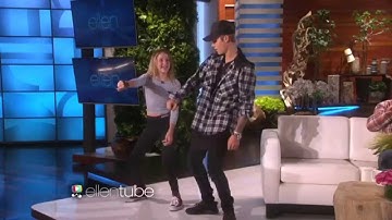 Justin Bieber trying to do The Nae Nae Dance on Ellen show