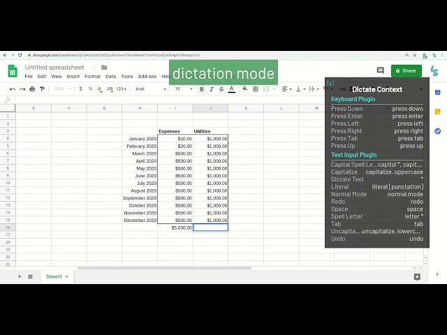 Google Sheets Voice Control Demo